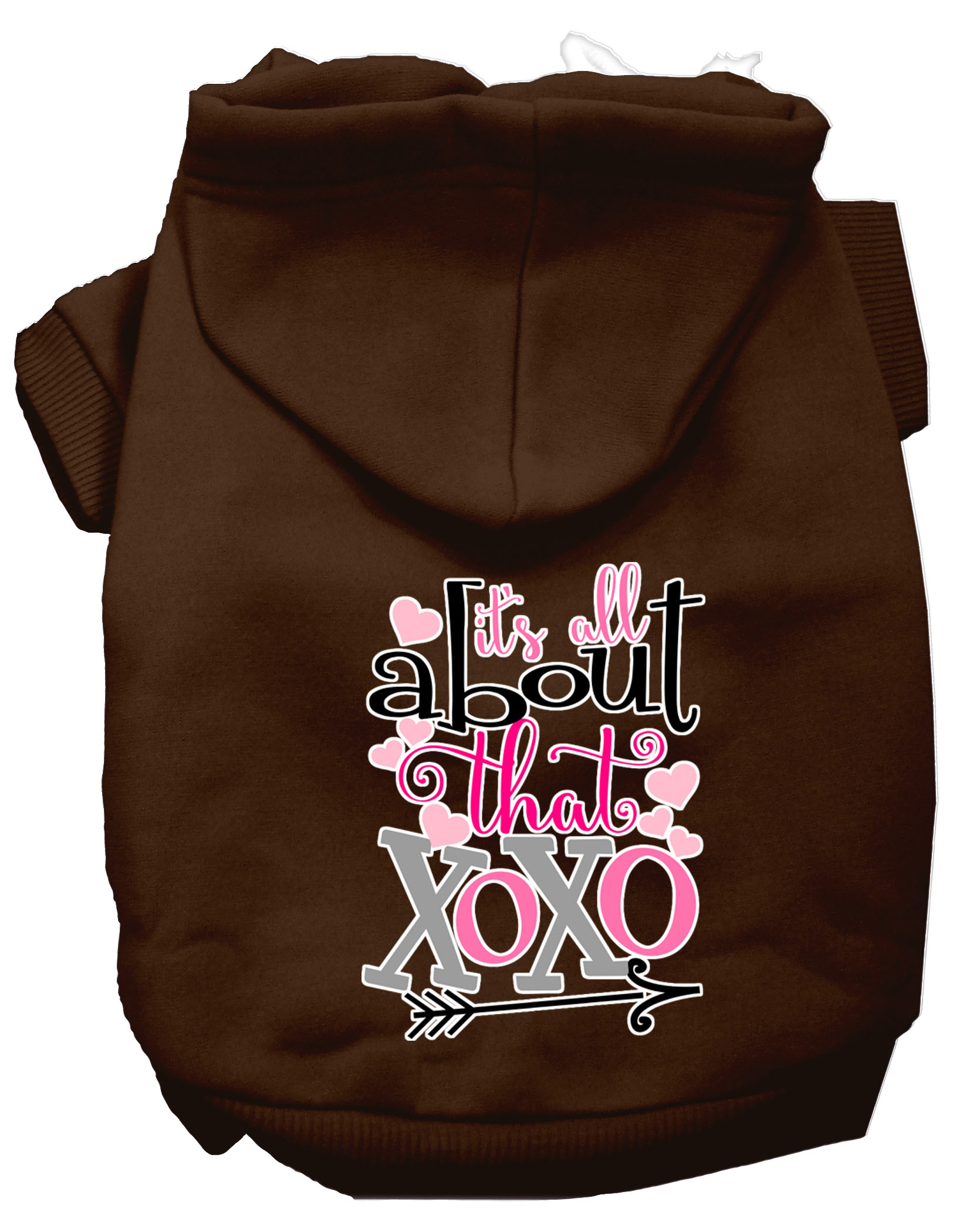 All About that XOXO Screen Print Dog Hoodie Brown L